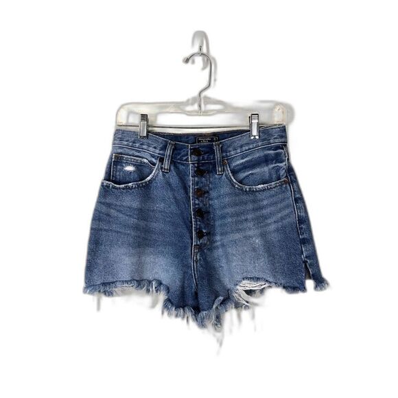 Abercrombie & Fitch Natural Rise‎ Short Sz 26 EUC Dark Wash Button Fly Summer - Picture 1 of 9